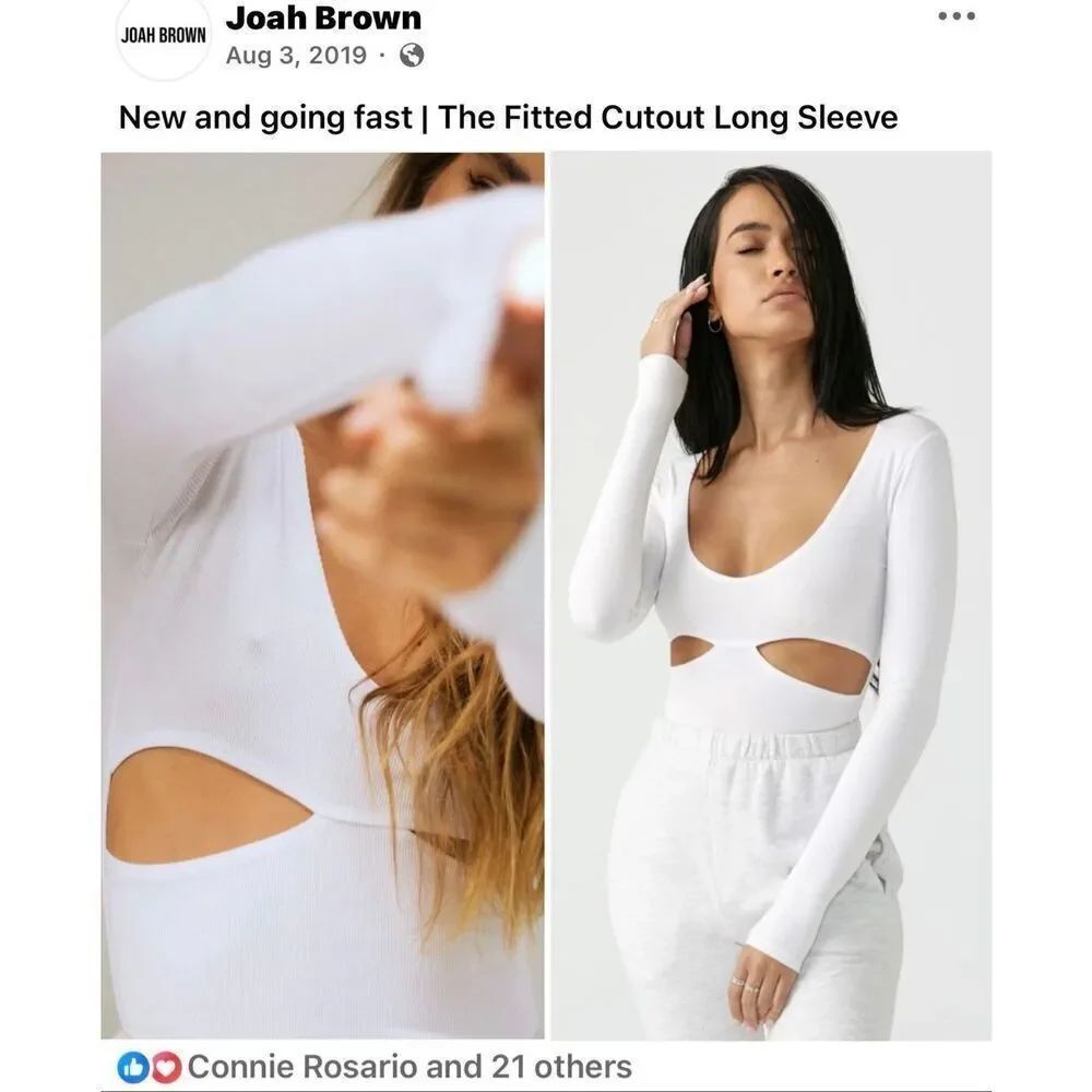 JOAH BROWN FITTED CUTOUT LONG SLEEVE TOP
